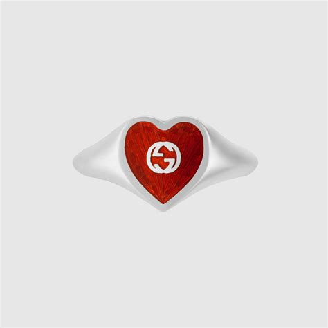 Anello Gucci Heart in argento sterling in Rosso .